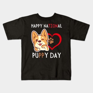 Happy National Puppy Day, Puppy Day 2023 Kids T-Shirt